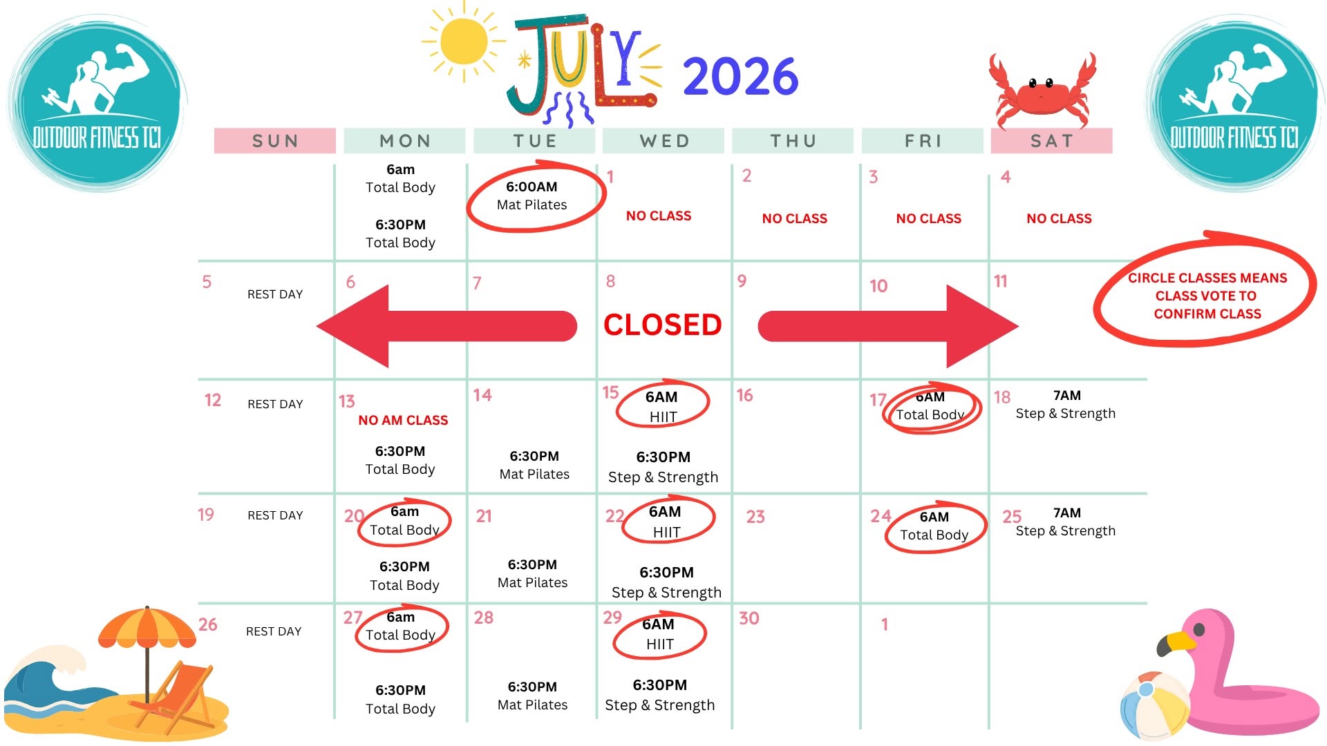 Fitness TCI calendar